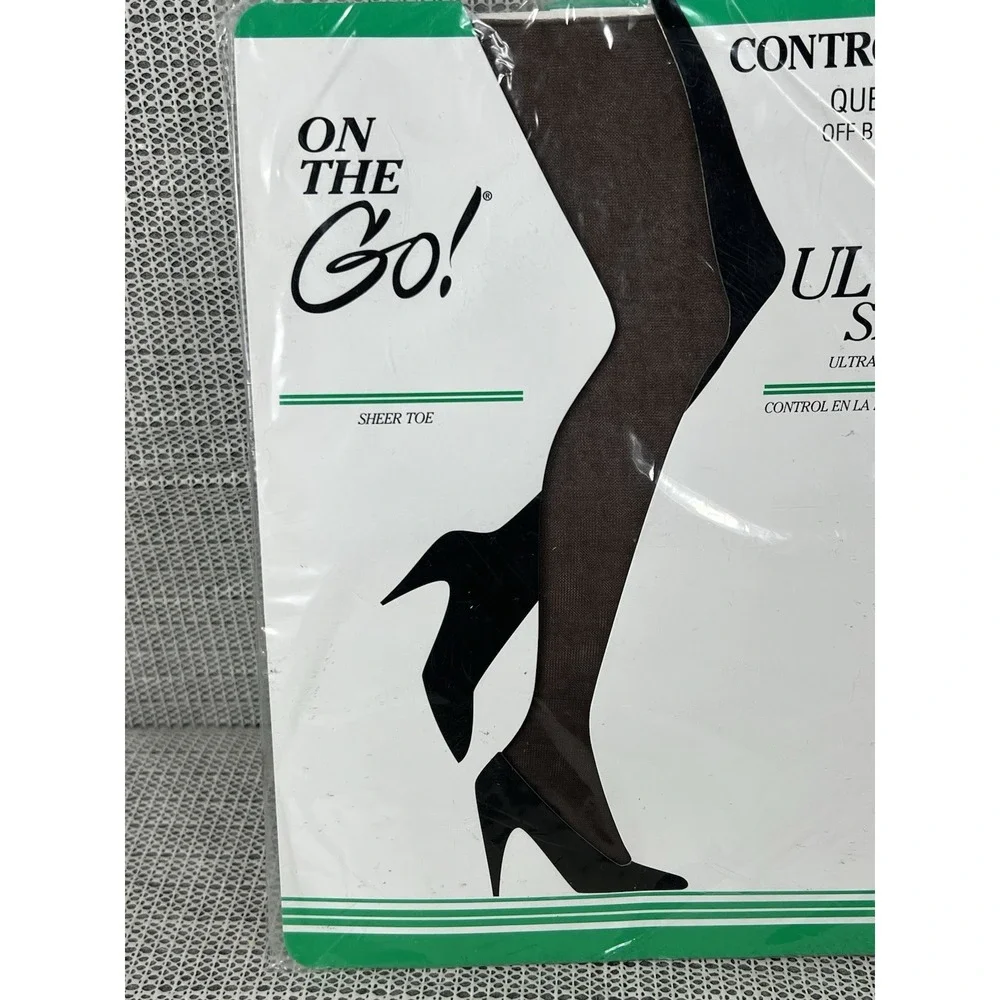 ON THE GO! (2 Pack) Ultra Sheer‎ Control Top QUEEN OFF BLACK sheer Toe